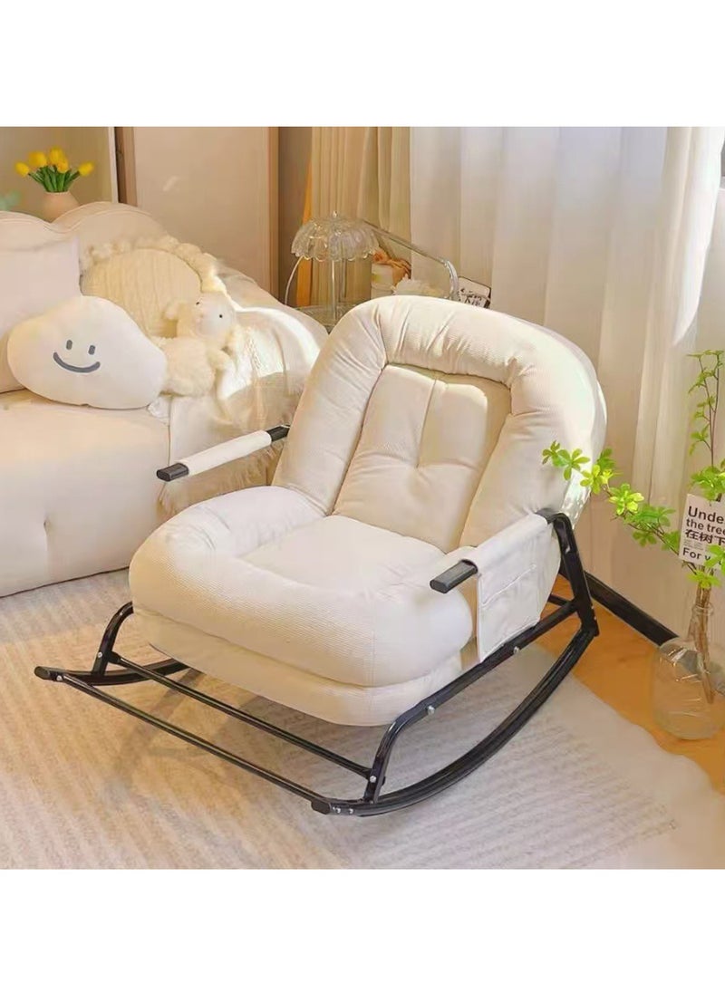 Arabest Rocking Chair, Lazy Boy, Comfortable Sofa for Relaxation - Adjustable recliner for sleeping and napping on the balcony, ideal for home use and adult lunch breaks (white)  - Image 2