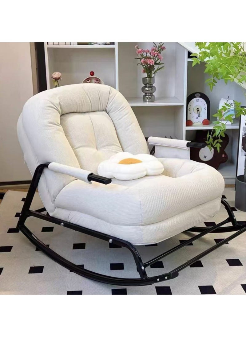 Arabest Rocking Chair, Lazy Boy, Comfortable Sofa for Relaxation - Adjustable recliner for sleeping and napping on the balcony, ideal for home use and adult lunch breaks (white)  - Image 3