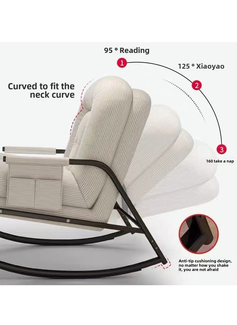 Arabest Rocking Chair, Lazy Boy, Comfortable Sofa for Relaxation - Adjustable recliner for sleeping and napping on the balcony, ideal for home use and adult lunch breaks (white)  - Image 4