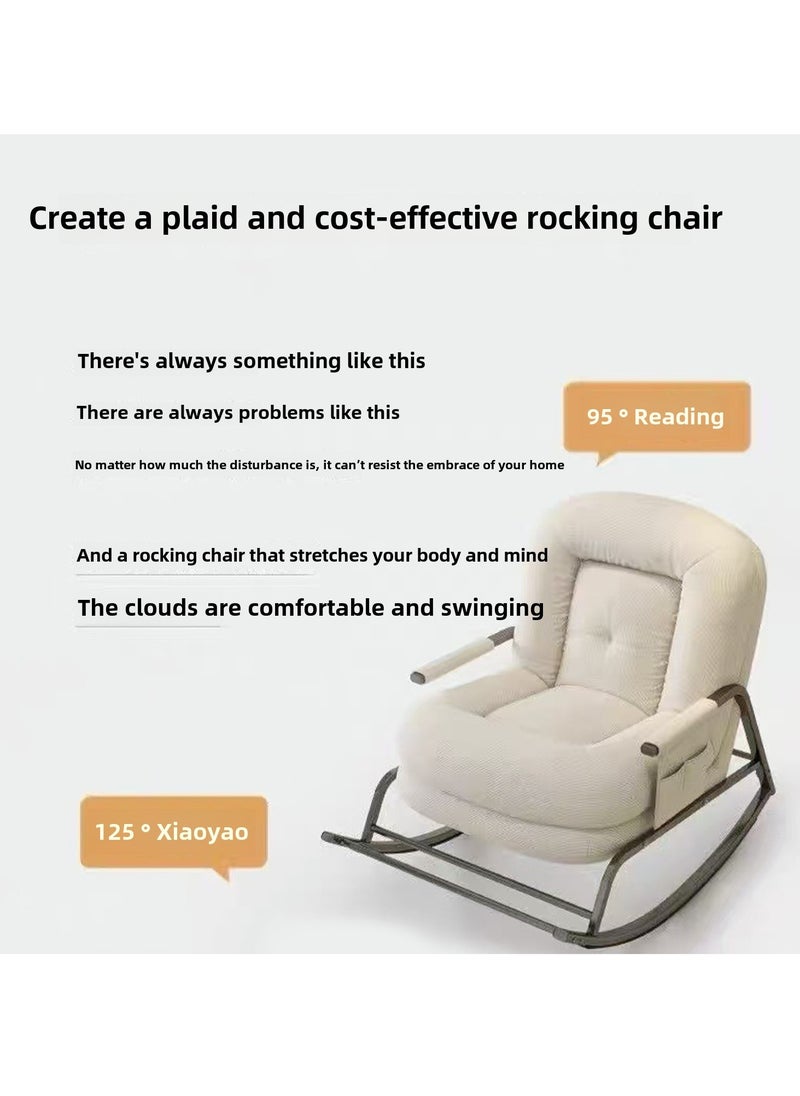 Rocking Chair, Lazy Boy, Comfortable Sofa for Relaxation - Adjustable recliner for sleeping and napping on the balcony, ideal for home use and adult lunch breaks (white)