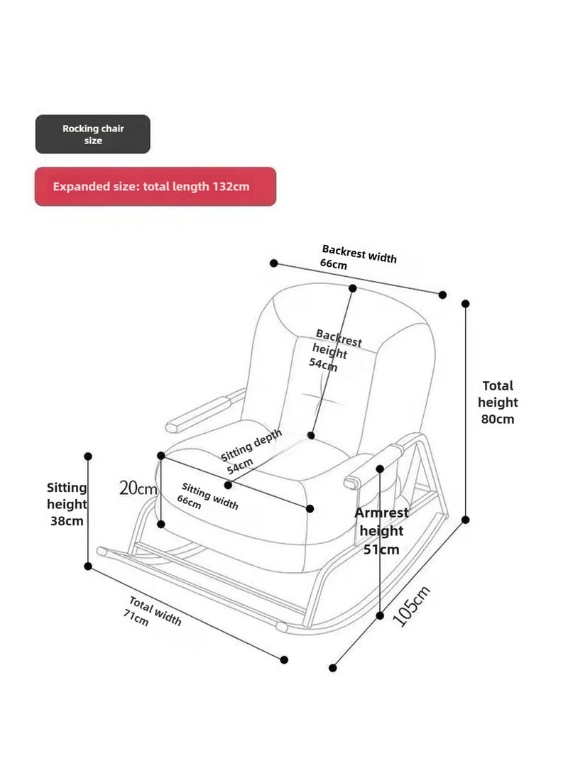 Rocking Chair, Lazy Boy, Comfortable Sofa for Relaxation - Adjustable recliner for sleeping and napping on the balcony, ideal for home use and adult lunch breaks (white)