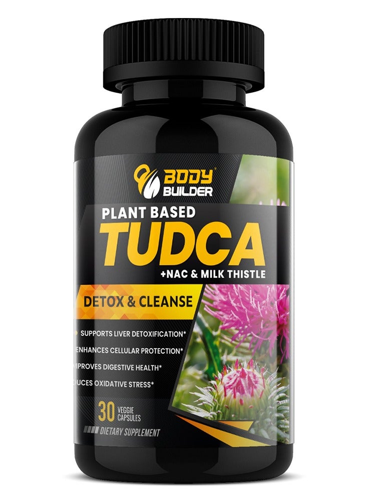 Body Builder Tudca with NAC & Milk Thistle – 30 Veggie Capsules | Liver Health & Antioxidant Support Supplement