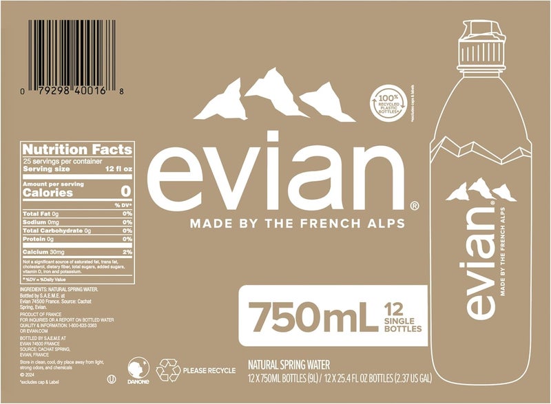evian Natural Spring Water - Pack of 12 Bottles - Image 2