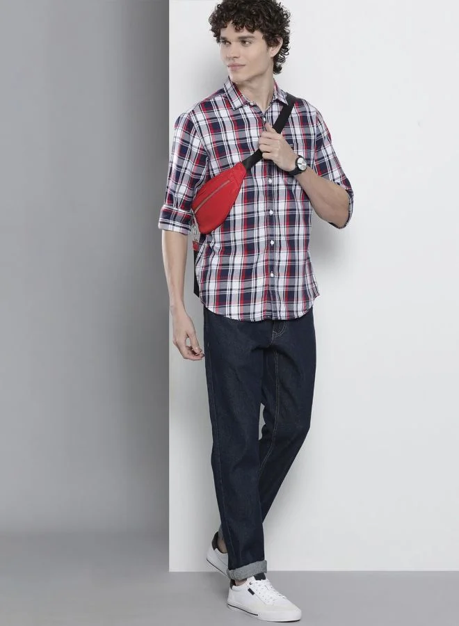 The Indian Garage Co Men Regular Fit Checkered Full Sleeves Spread Collar Casual Shirt
