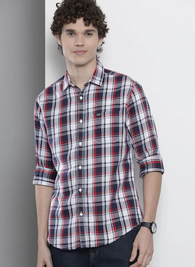 The Indian Garage Co Men Regular Fit Checkered Full Sleeves Spread Collar Casual Shirt
