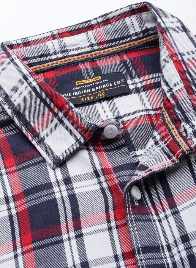 The Indian Garage Co Men Regular Fit Checkered Full Sleeves Spread Collar Casual Shirt