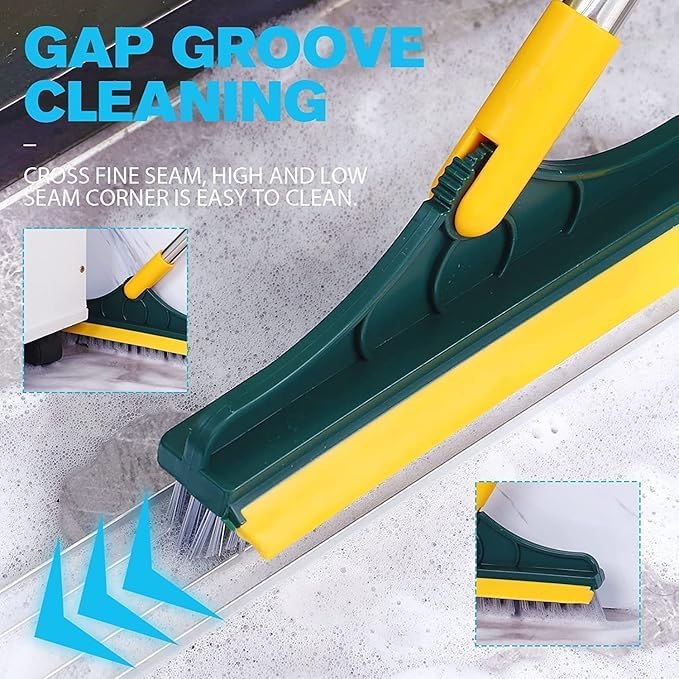 ASHGUJ 2-in-1 Bathroom Cleaning Brush with Wiper, 120° Rotating Long Handle, Tile and Floor Scrubber  - Image 5