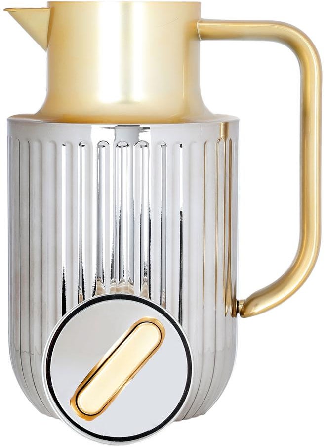 Everest Laura Plastic Thermos 1 Liter Gold Silver Handle  - Image 3