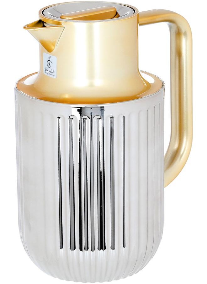 Everest Laura Plastic Thermos 1 Liter Gold Silver Handle  - Image 2