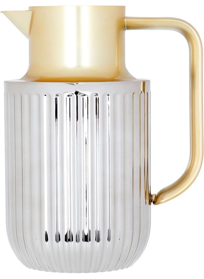 Everest Laura Plastic Thermos 1 Liter Gold Silver Handle  - Image 1