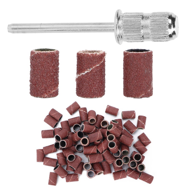 75pcs Nail Sanding Bands Kit Nail Drill Bits 80# 120# 180# Grit Brown with Storage Box - Image 2