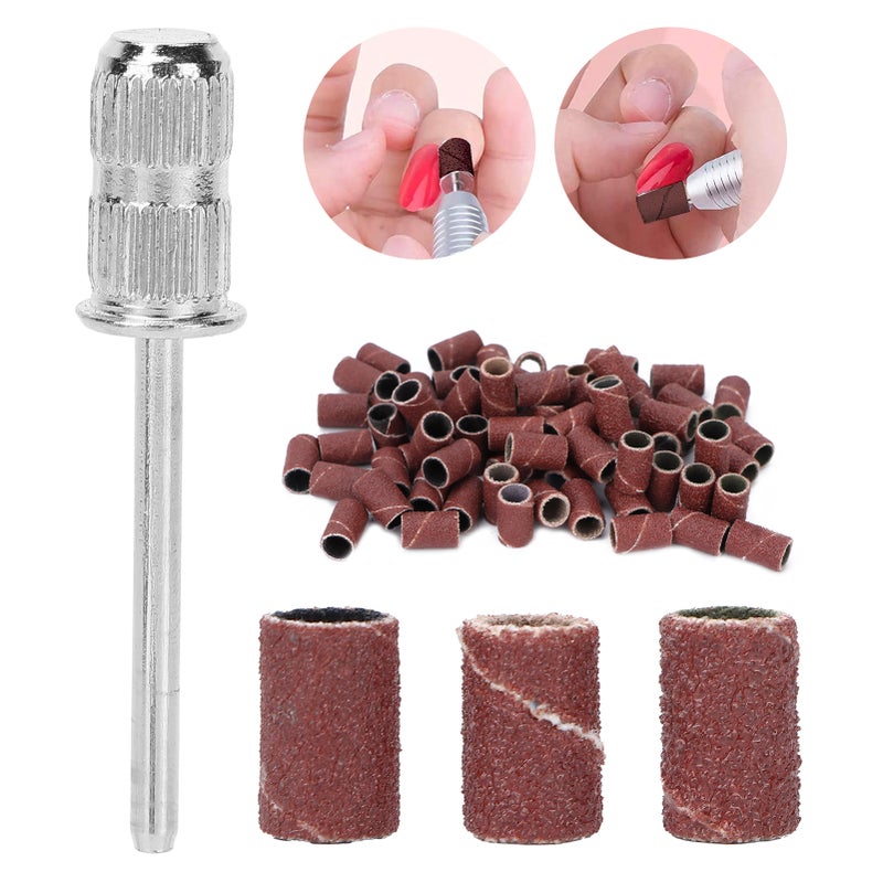 75pcs Nail Sanding Bands Kit Nail Drill Bits 80# 120# 180# Grit Brown with Storage Box - Image 4