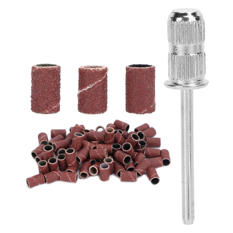 75pcs Nail Sanding Bands Kit Nail Drill Bits 80# 120# 180# Grit Brown with Storage Box - Image 3