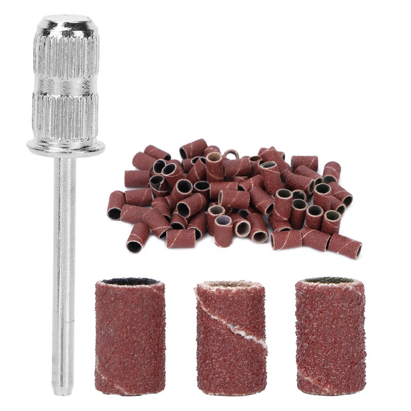 75pcs Nail Sanding Bands Kit Nail Drill Bits 80# 120# 180# Grit Brown with Storage Box - Image 1