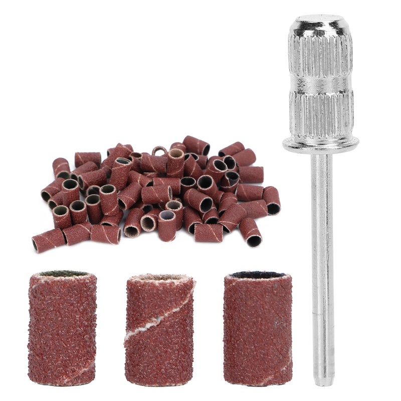 75pcs Nail Sanding Bands Kit Nail Drill Bits 80# 120# 180# Grit Brown with Storage Box - Image 5