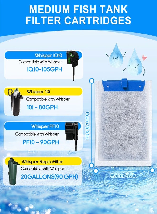 Cunina Upgraded Medium Filter Cartridges Compatible with Tetra Filter Cartridges Medium for Aquariums 10i IQ10 PF10, Three Superior Materials Compatible with Tetra Whisper Filters, 6 Pack - Image 2