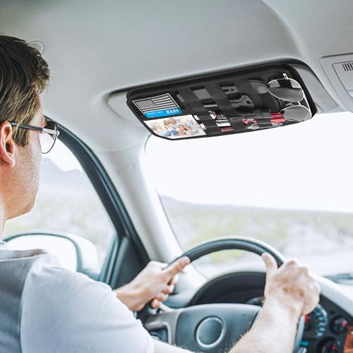 Nicofie Car Visor Organizer with Zipper Multi-Pockets & Sunglass Holder Molle Car Sun Visor Organizer Universal Fit for Trucks, SUVs, Jeeps & Patrol Vehicles - Image 2