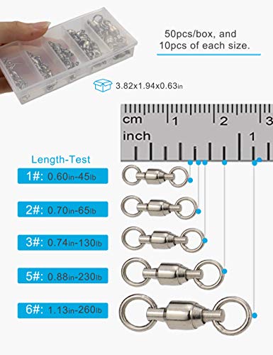 Facikono Saltwater Ball Bearing Swivel Set, Fishing Snap Swivels Heavy Duty Big Game Fishing Tackle Spinner Connector - Image 3