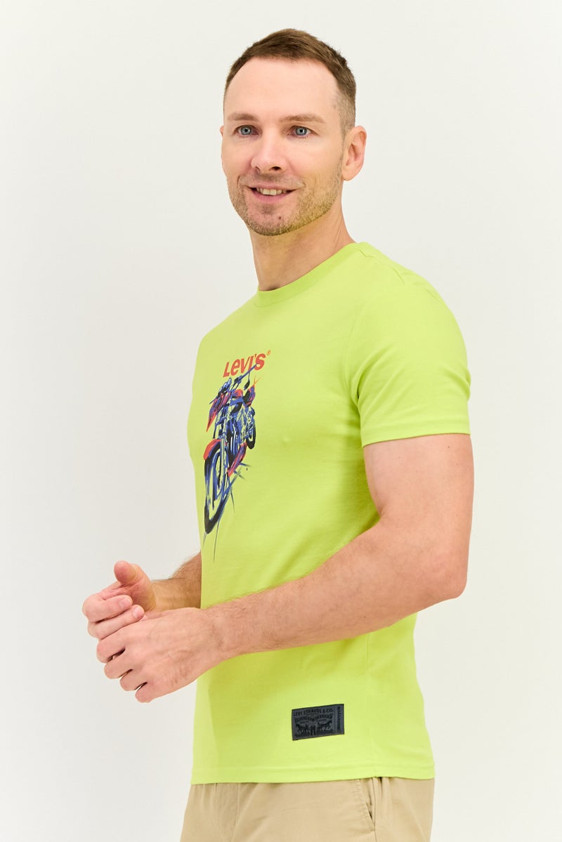 Levi's تي شيرت رجالي بأكمام قصيرة وياقة دائرية بطباعة جرافيك، أخضر تفاحي - Image 4