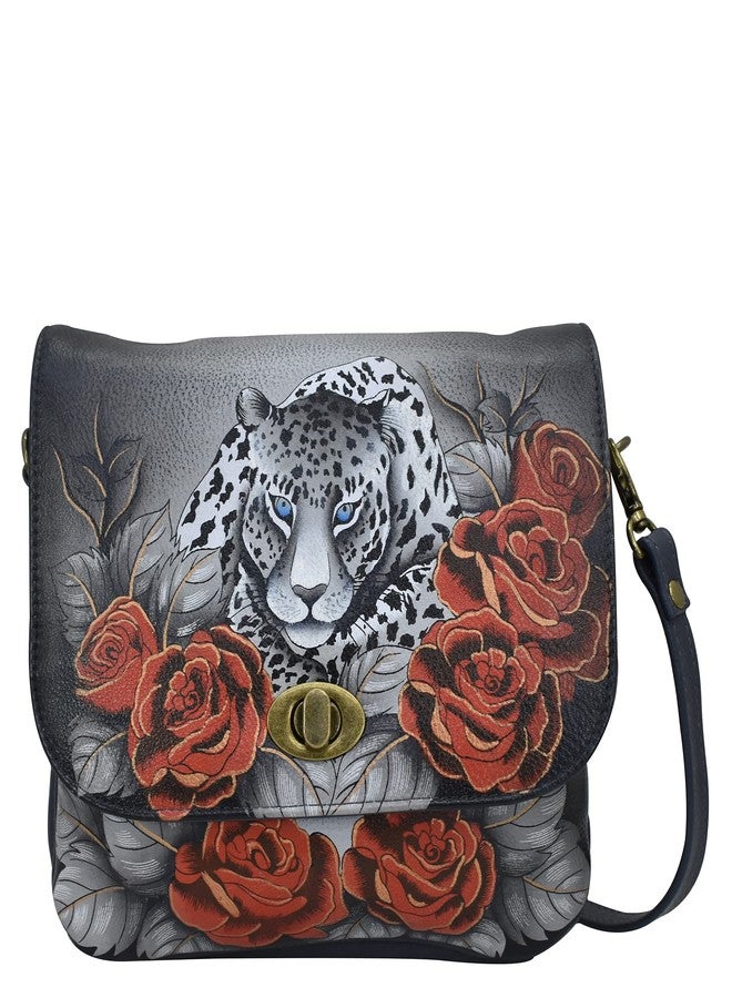 Anna by Anuschka Women's Genuine Leather Triple Compartment Flap Crossbody Bag - Hand Painted Original Artwork Exterior - Leopard Love - Image 1