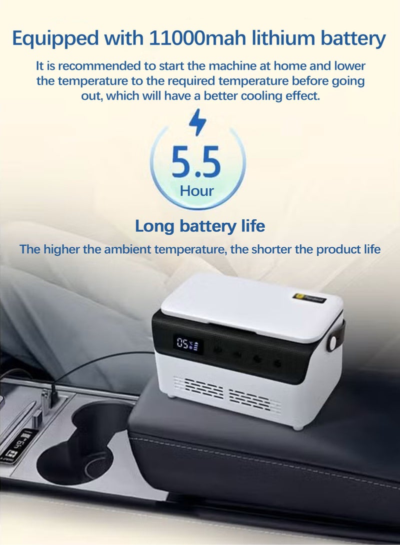 سوق نور ثلاجة خاصة لصندوق تبريد الأنسولين الطبي لخادمك الحصري، ثلاجة تخزين صغيرة قابلة لإعادة الشحن مع شاشة عرض LCD، قابلة للتعديل من 0 إلى 18 درجة مئوية مزودة ببطارية ليثيوم 11000 مللي أمبير في الساعة، شحن متعدد، ثلاجة سفر للسيارة والسفر والمنزل ودرجة حرارة ثابتة ذكية وتبريد سريع - Image 3