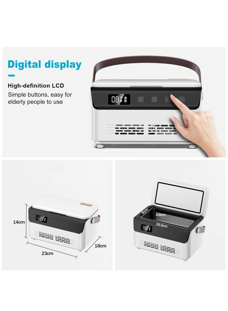 سوق نور ثلاجة خاصة لصندوق تبريد الأنسولين الطبي لخادمك الحصري، ثلاجة تخزين صغيرة قابلة لإعادة الشحن مع شاشة عرض LCD، قابلة للتعديل من 0 إلى 18 درجة مئوية مزودة ببطارية ليثيوم 11000 مللي أمبير في الساعة، شحن متعدد، ثلاجة سفر للسيارة والسفر والمنزل ودرجة حرارة ثابتة ذكية وتبريد سريع - Image 4