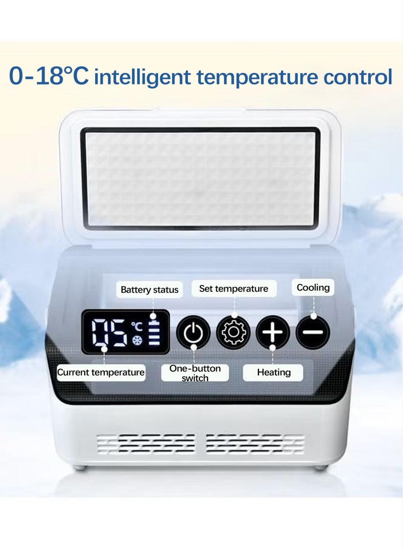 سوق نور ثلاجة خاصة لصندوق تبريد الأنسولين الطبي لخادمك الحصري، ثلاجة تخزين صغيرة قابلة لإعادة الشحن مع شاشة عرض LCD، قابلة للتعديل من 0 إلى 18 درجة مئوية مزودة ببطارية ليثيوم 11000 مللي أمبير في الساعة، شحن متعدد، ثلاجة سفر للسيارة والسفر والمنزل ودرجة حرارة ثابتة ذكية وتبريد سريع - Image 5
