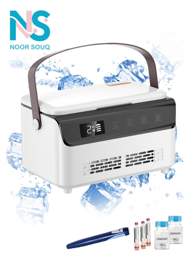 سوق نور ثلاجة خاصة لصندوق تبريد الأنسولين الطبي لخادمك الحصري، ثلاجة تخزين صغيرة قابلة لإعادة الشحن مع شاشة عرض LCD، قابلة للتعديل من 0 إلى 18 درجة مئوية مزودة ببطارية ليثيوم 11000 مللي أمبير في الساعة، شحن متعدد، ثلاجة سفر للسيارة والسفر والمنزل ودرجة حرارة ثابتة ذكية وتبريد سريع - Image 1