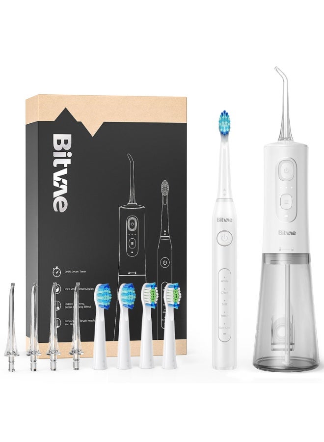 Bitvae C2 D2 Oral Care Irrigator and Electric Toothbrush Set for Teeth Cleaning and Gum Health Best Dental Water Flosser for Braces and Sensitive Teeth
