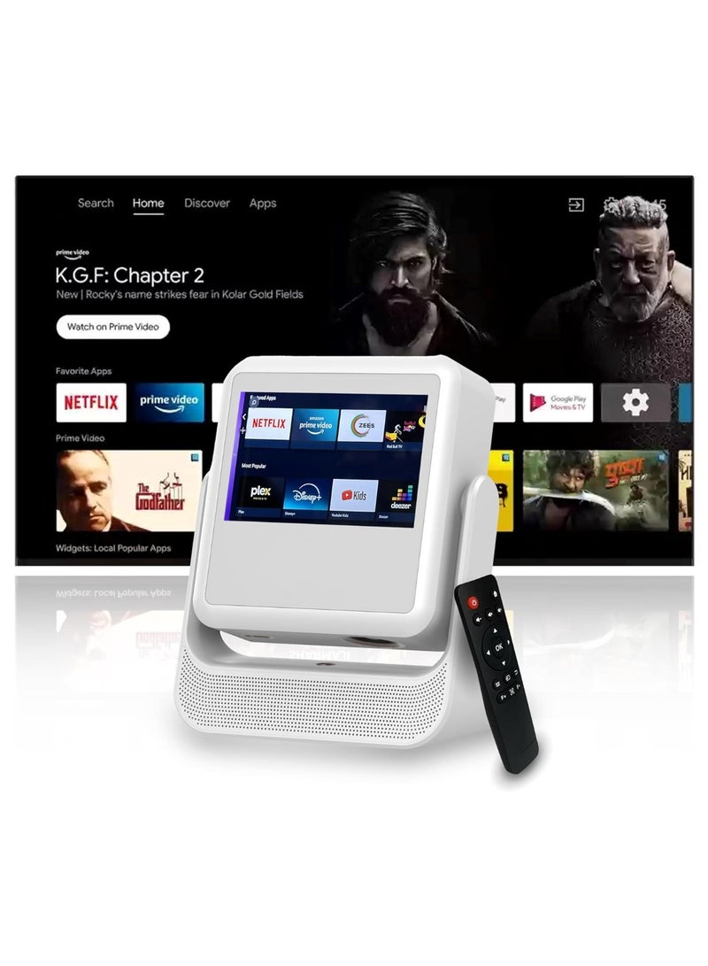 بلو فاير تاتش بلاي بروجكتور ذكي فل اتش دي 1080p بشاشة لمس وتركيز تلقائي وتصحيح تلقائي ودعم واي فاي مزدوج وبلوتوث 5.0 أبيض - Image 2