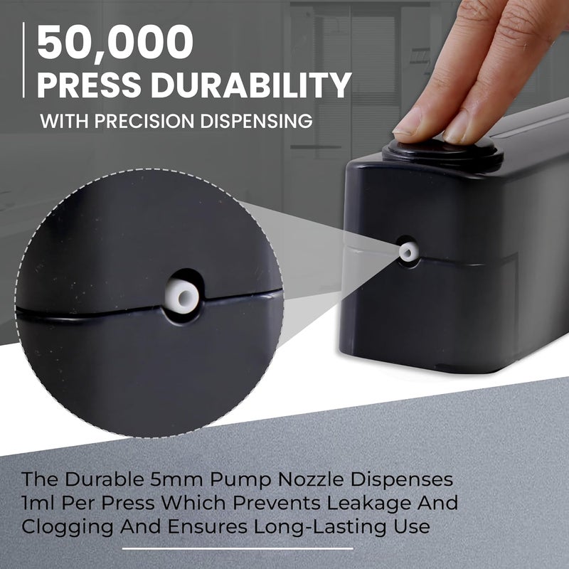 ROBUSTT Stylish Wall Mounted Liquid Soap Dispenser 360ML (Black, Pack of 1) - with 2 Adhesive Hooks | Easy Installation for Bathroom & Kitchen - Durable ABS Material, Sleek Design - Image 5
