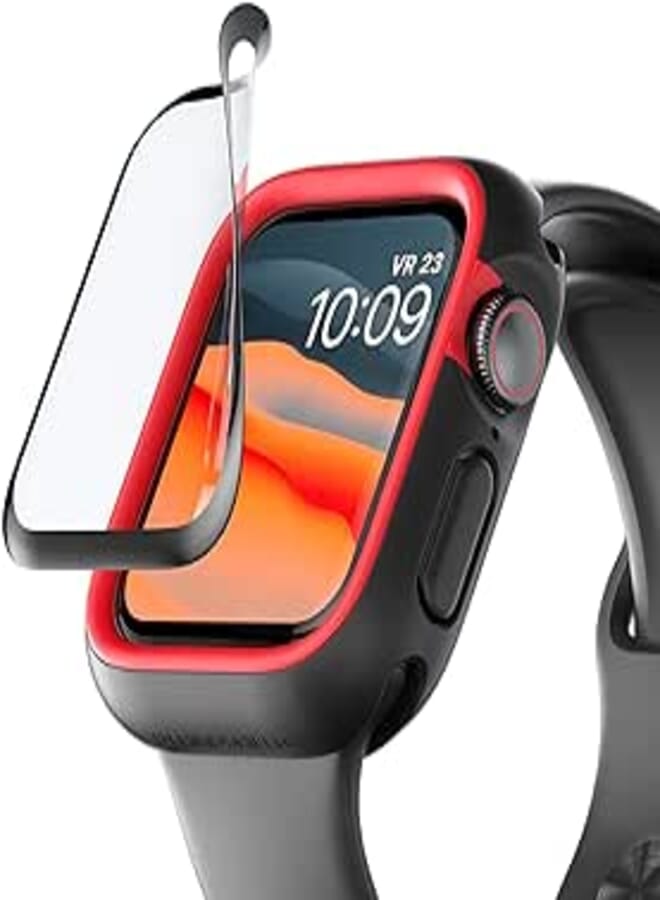 واقي شاشة RhinoShield ثلاثي الأبعاد مقاوم للصدمات متوافق مع Apple Watch Series 3/2/1 [38 مم] | حماية أكبر من الصدمات بمقدار 3 مرات - حواف منحنية ثلاثية الأبعاد لتغطية كاملة - أسود