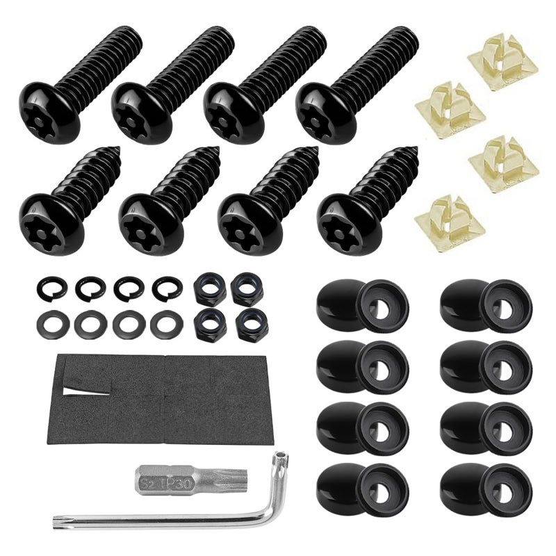 Stainless Steel Anti-Theft Screw Kit, Tamper Proof License Plate Bolts, Security Fastener Installation Accessories for Cars, Trucks, RVs, Trailers - Image 1