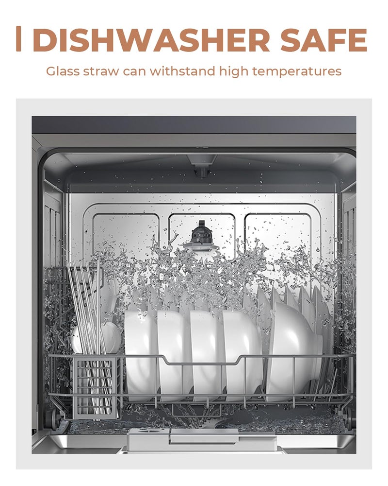 Foogwee® 20 Packs Reusable Glass Straws Set, 8.5'' x 10mm Clear Drinking Straws for Smoothies, Shakes, Coffee, Juice, Sodas, Milk, Tea, Cocktails, Set of 8 Straight and 8 Bent with 4 Cleaning Brushes - Image 4