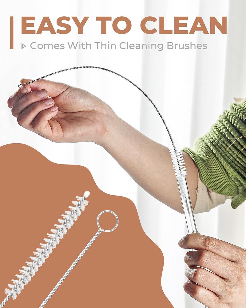 Foogwee® 20 Packs Reusable Glass Straws Set, 8.5'' x 10mm Clear Drinking Straws for Smoothies, Shakes, Coffee, Juice, Sodas, Milk, Tea, Cocktails, Set of 8 Straight and 8 Bent with 4 Cleaning Brushes - Image 3