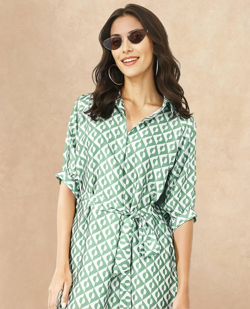 Rareism Women's Geometric Print A-Line Dress