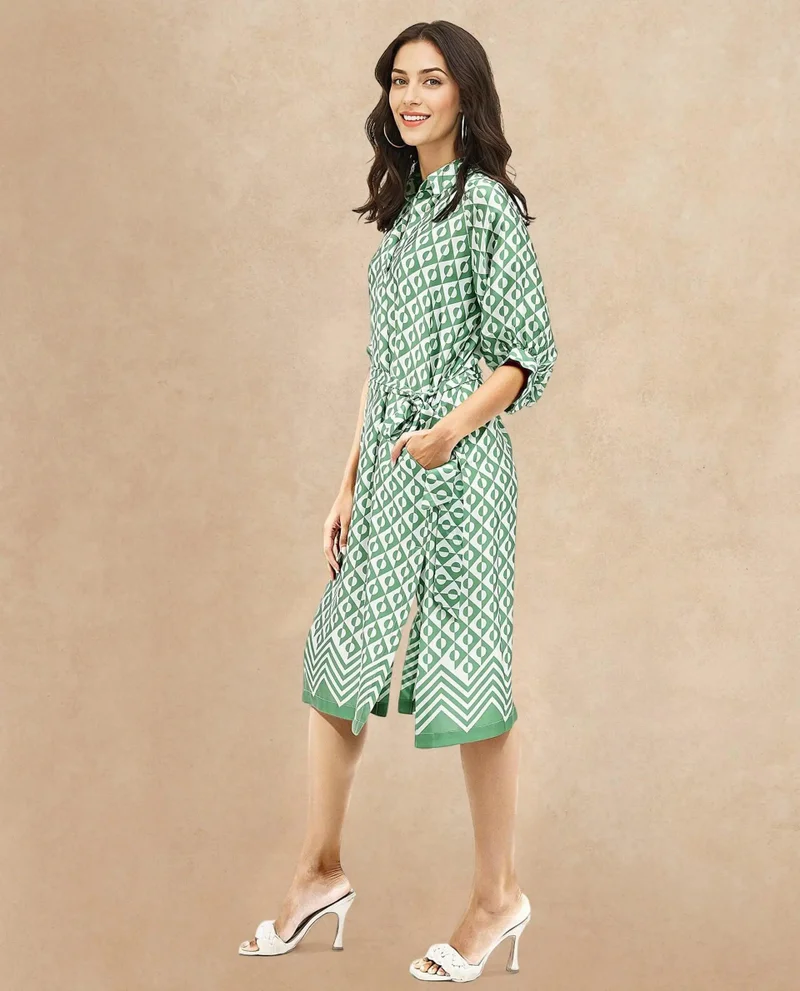 Rareism Women's Geometric Print A-Line Dress