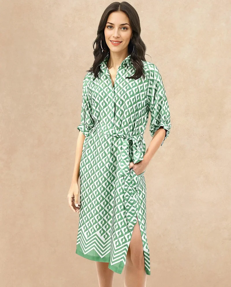 Rareism Women's Geometric Print A-Line Dress