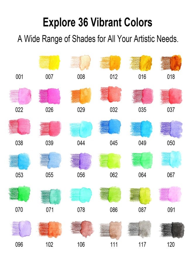 KALOUR Watercolor Pencils with Brush, 36 Colors, Blendable Wet or Dry, Ideal for Coloring Books and Art - Image 2