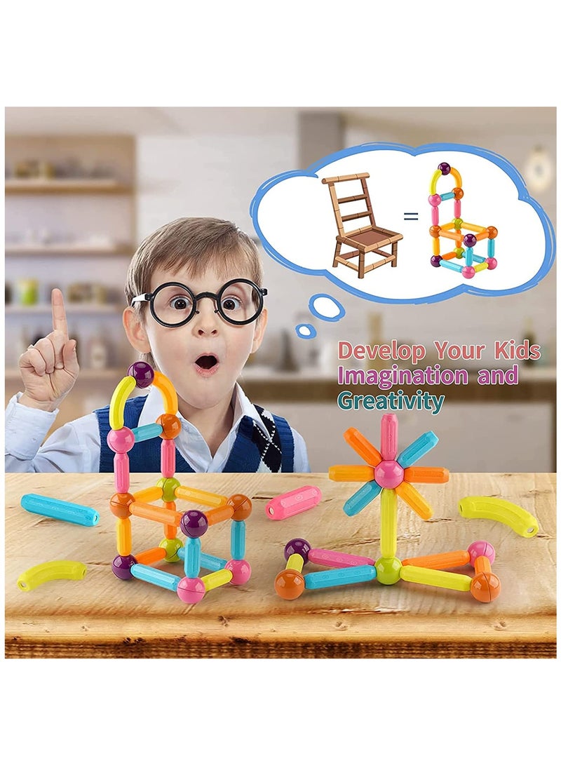 Loquat 64 Pcs Magnetic Building Blocks Toys,  Magnet Educational Toys , STEM Educational Construction Toys - Learning Boys Girls Toys Age 3+ - Image 3