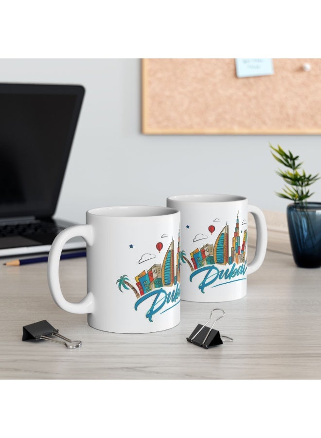 كوب قهوة سيراميك "حبيبي أهلاً بكم في دبي" سعة 11 أونصة، كوب دبي، حب دبي، أفضل الهدايا للأحباب، هدايا للمنزل والمكاتب - Image 5