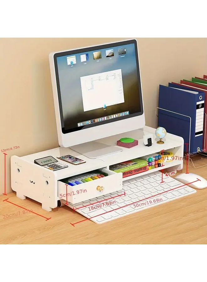 Monitor Stand Without Drawer Cute Hollow Pattern Desktop Computer Display Holder - Image 2