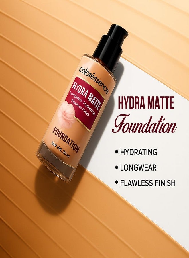 Coloressence Hydra Matte Liquid Foundation, Medium Beige, 30ml | For All Skin Types | Long Lasting | Lightweight | Full Coverage | Hydrating Formula - Image 2