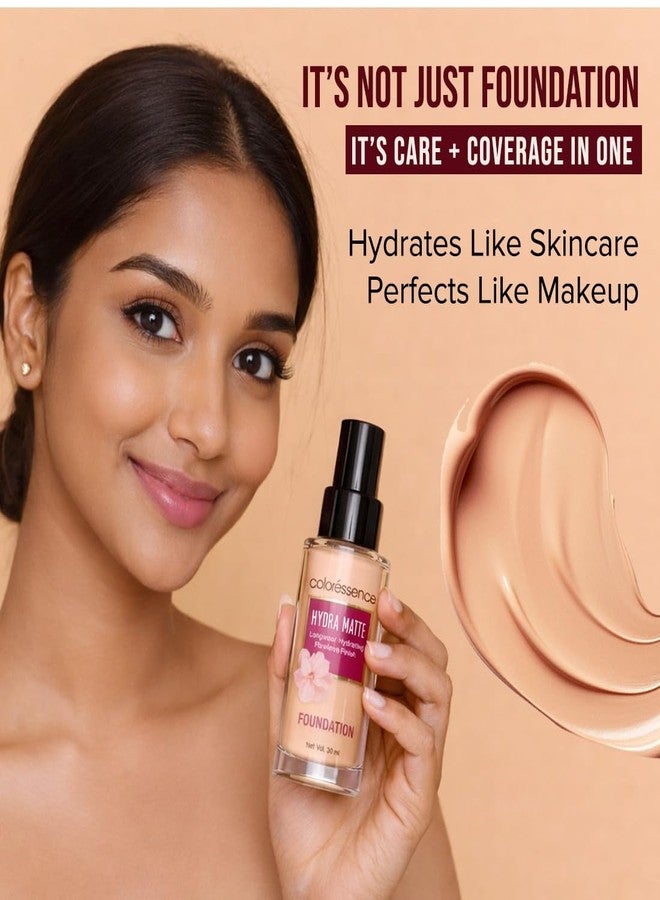 Coloressence Hydra Matte Liquid Foundation, Medium Beige, 30ml | For All Skin Types | Long Lasting | Lightweight | Full Coverage | Hydrating Formula - Image 4