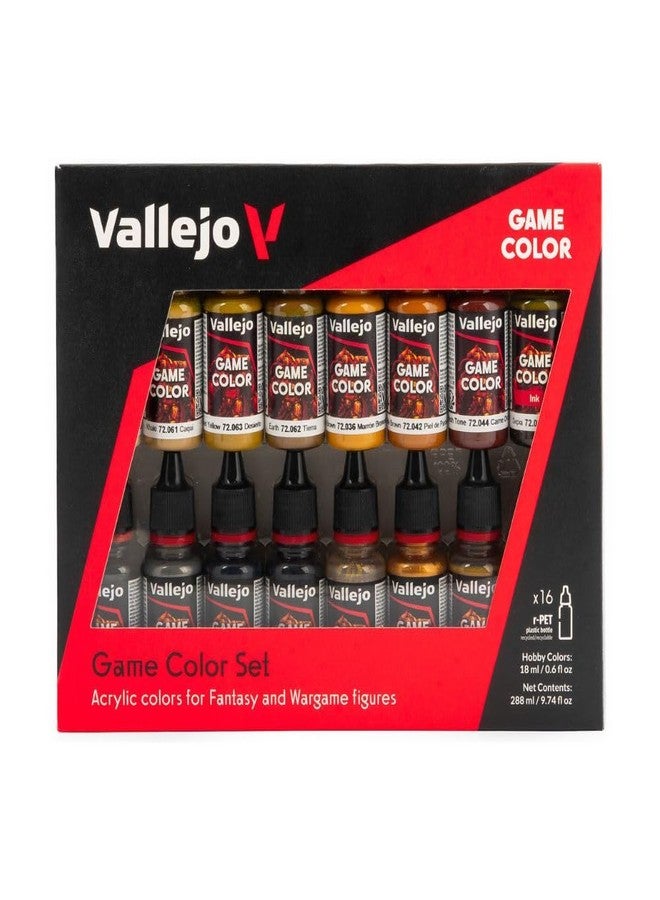 Vallejo فالليخو - مجموعة ألوان الألعاب للجلد والمعادن | مجموعة لشخصيات الفانتازيا والحرب | 16 زجاجة × 18 مل (0.60 أونصة سائلة) - Image 1