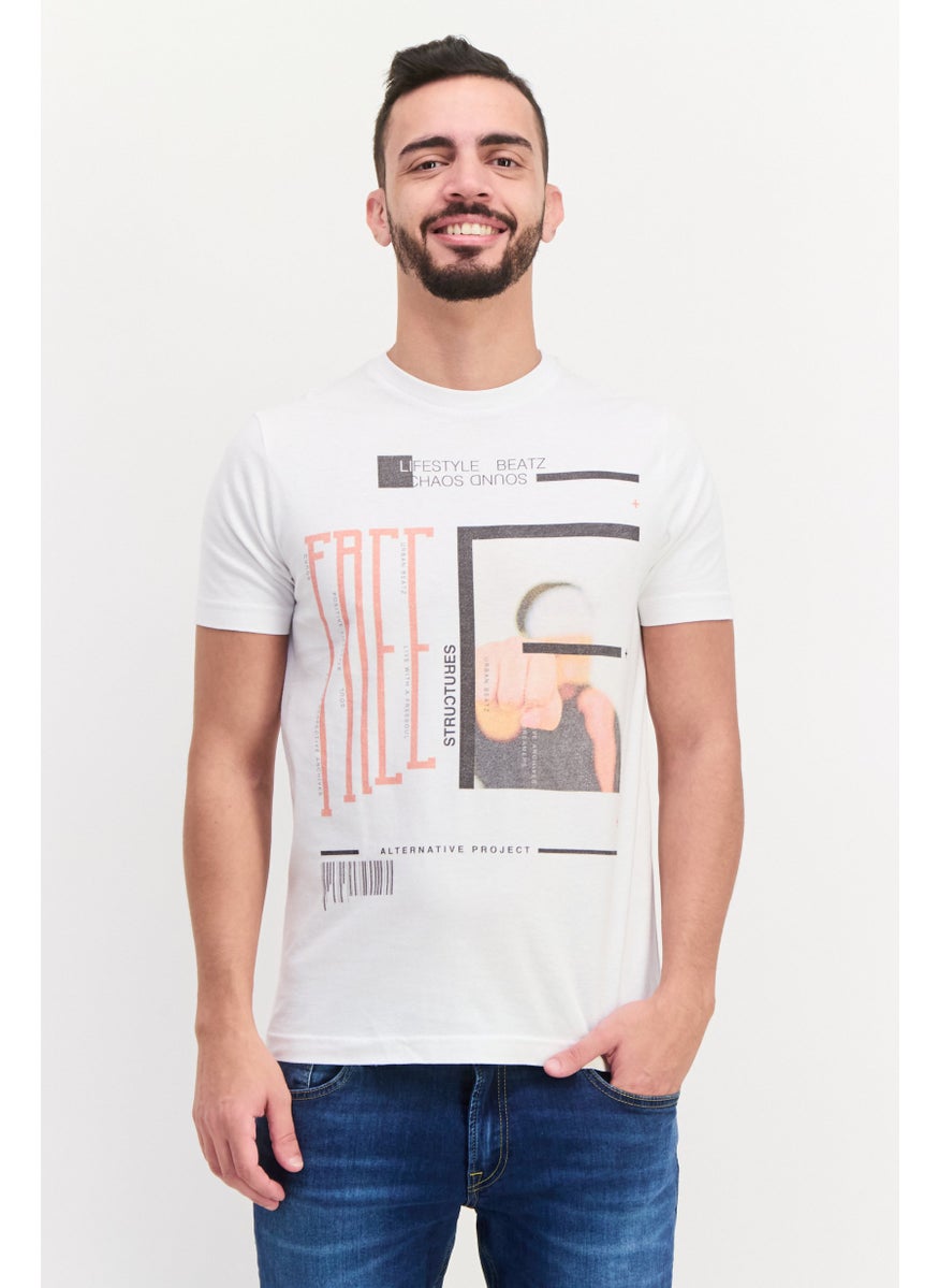 Free Soul - Men Crew Neck Short Sleeve Graphic Printed T-Shirt, White - Image 1