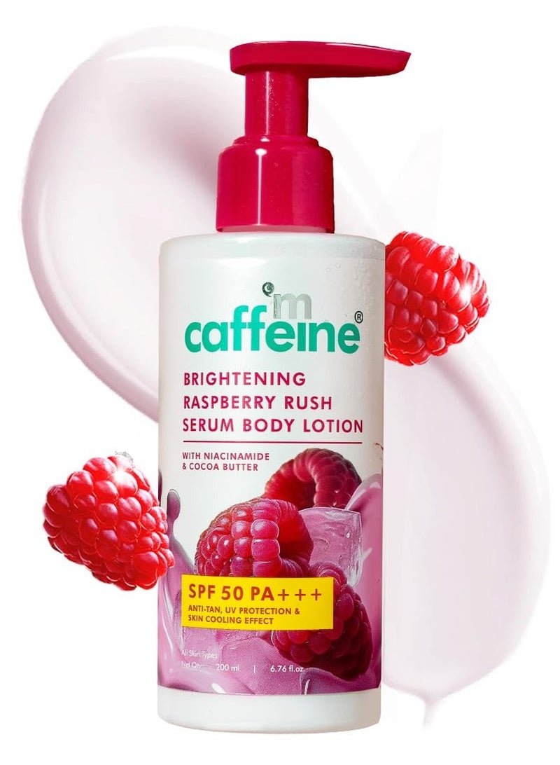 إم كافيين لوشن واقي من أشعة الشمس للجسم بعامل حماية من الشمس SPF 50 PA+++ ++ للجسم | لوشن فوري لتبريد الجسم وإزالة السمرة مع توت العليق الغني بفيتامين C والنياسيناميد | خفيف الوزن وغير لاصق للحماية من الشمس - 200 مل - Image 1