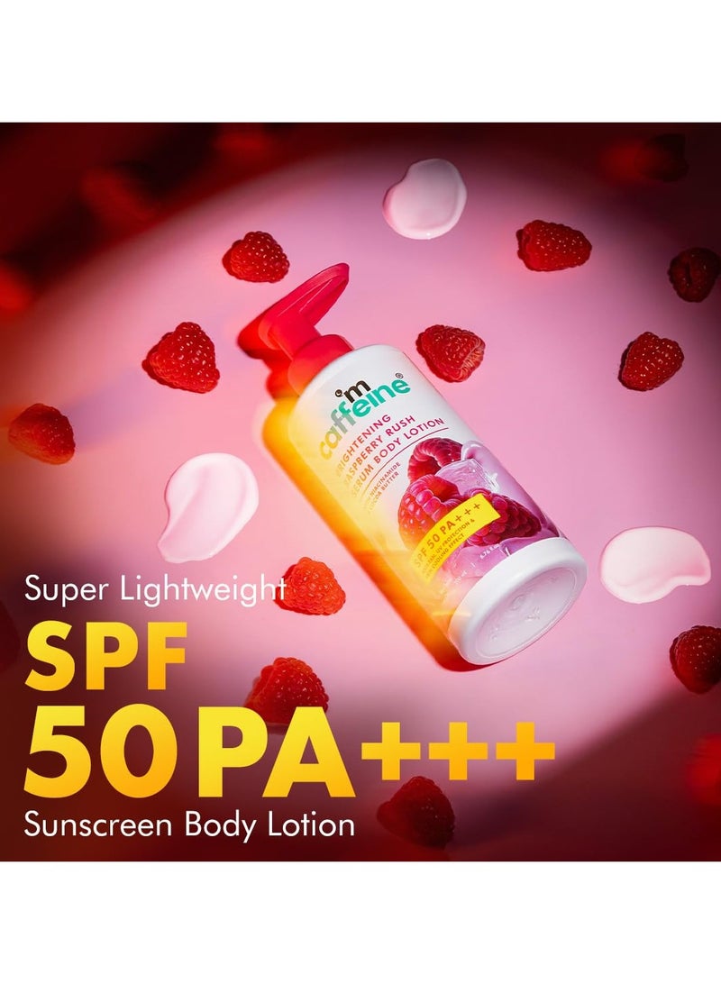 إم كافيين لوشن واقي من أشعة الشمس للجسم بعامل حماية من الشمس SPF 50 PA+++ ++ للجسم | لوشن فوري لتبريد الجسم وإزالة السمرة مع توت العليق الغني بفيتامين C والنياسيناميد | خفيف الوزن وغير لاصق للحماية من الشمس - 200 مل - Image 2