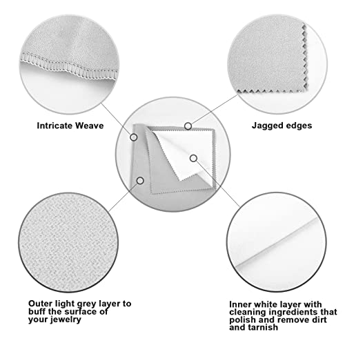 SEVENWELL Silver Polishing Cloth, Jewelry Cleaner Cloth for Sterling Silver Jewelry, Gold, Platinum, Silverware, Diamonds, Gemstones, Coins (Light Gray) - Image 2