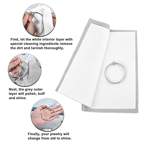 SEVENWELL Silver Polishing Cloth, Jewelry Cleaner Cloth for Sterling Silver Jewelry, Gold, Platinum, Silverware, Diamonds, Gemstones, Coins (Light Gray) - Image 5